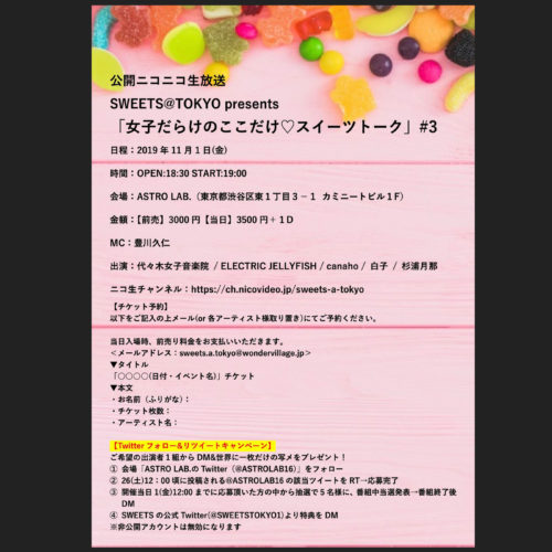 Sweets Tokyo Presents 公開ニコニコ生放送 女子だらけのここだけ スイーツトーク 3 Astro Lab Official Hp